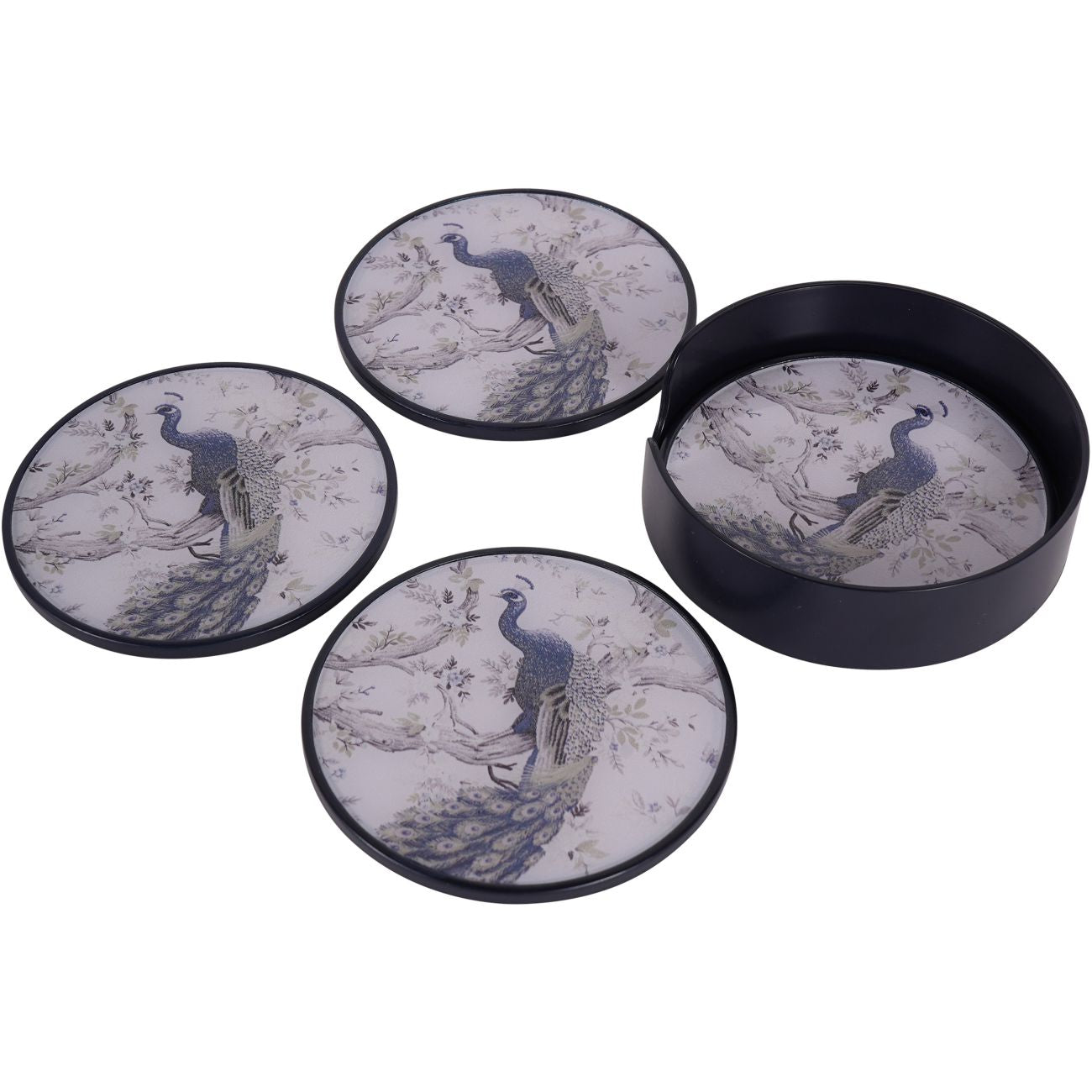 Set of 4 Laura Ashley Belvedere Peacock Round Coasters